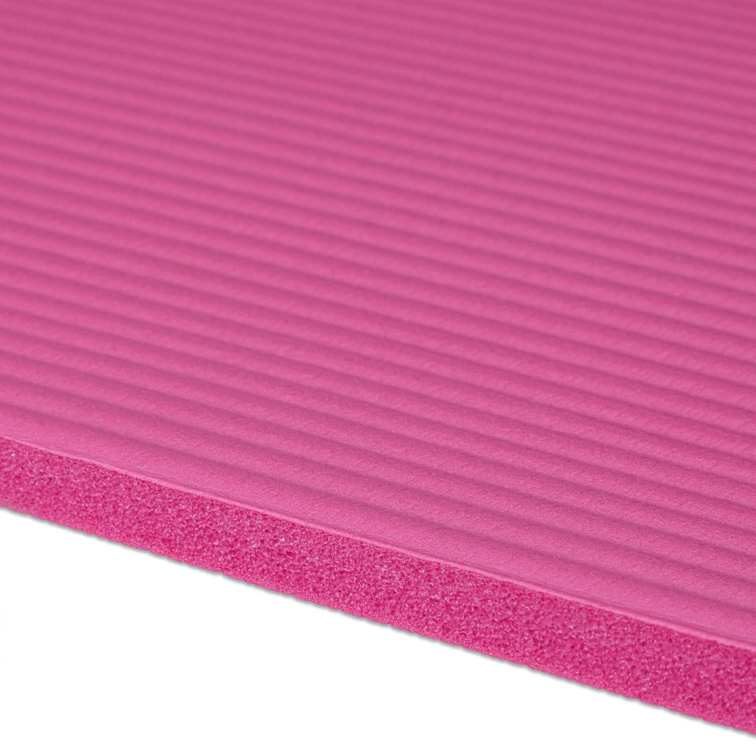 Relaxdays Yogamatte, 1 cm dick, für Pilates, Fitness, gelenkschonend, mit Tragegurt, Gymnastikmatte