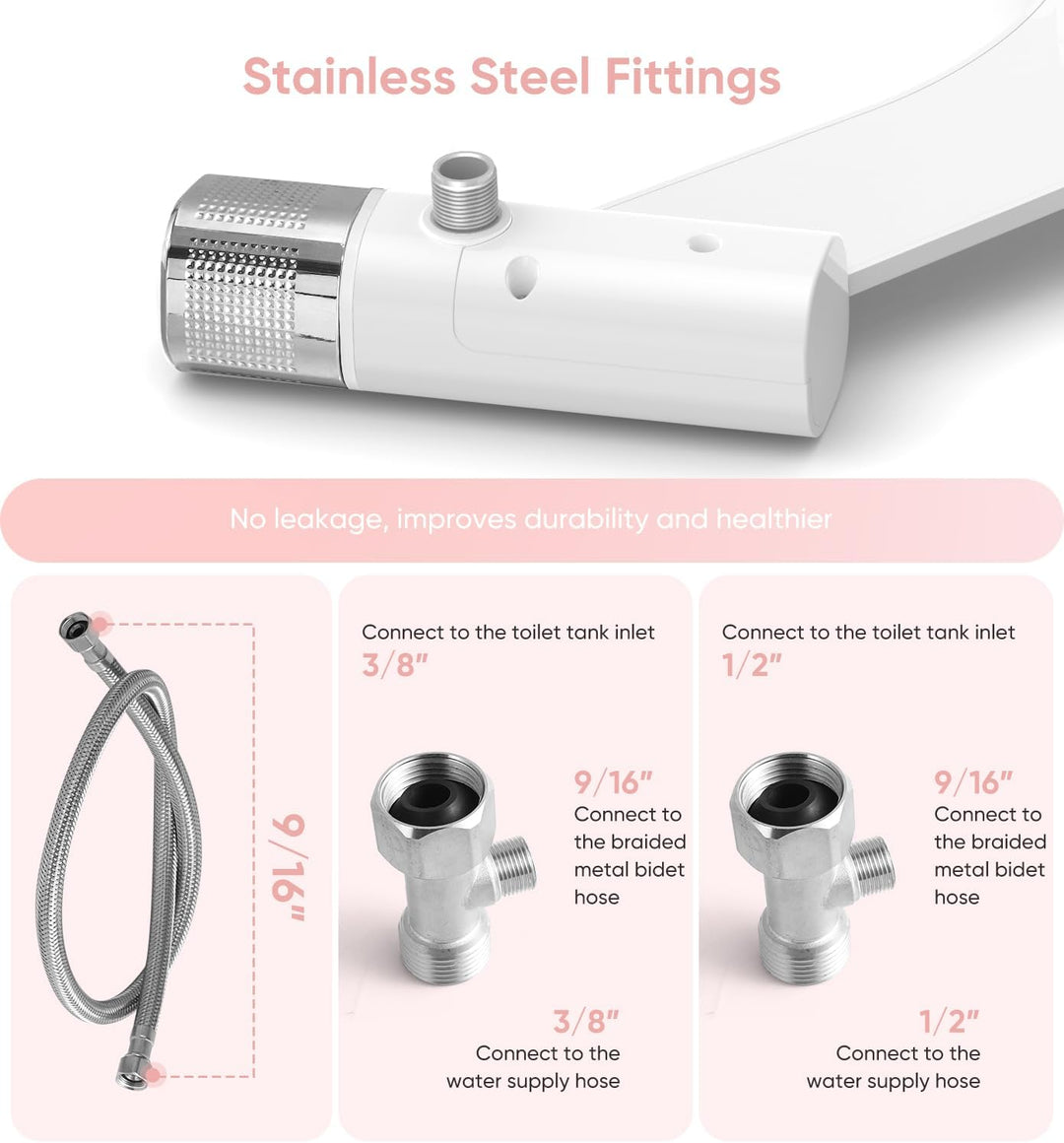 Ultra Slim Bidet Befestigung, Posterior&Feminine Wasch-(einziehbare Doppeldüsen), Nicht-elektrische