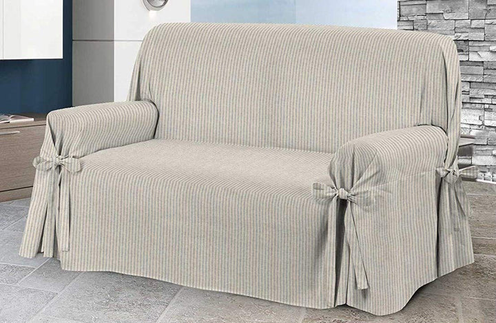 Sofabezug Beige & Couch Überzug | weicher Sessel & Sofa Überzug & Sofaüberwurf Decke Streifenmuster