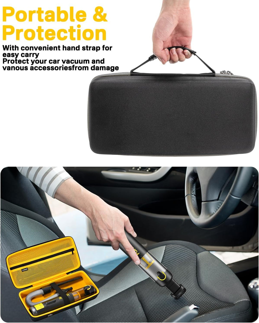 RAIACE Autostaubsauger-Etui, Hartschalen-Reiseetui, kompatibel mit Fanttik V8 Apex/Slim V8 Mate/ V10