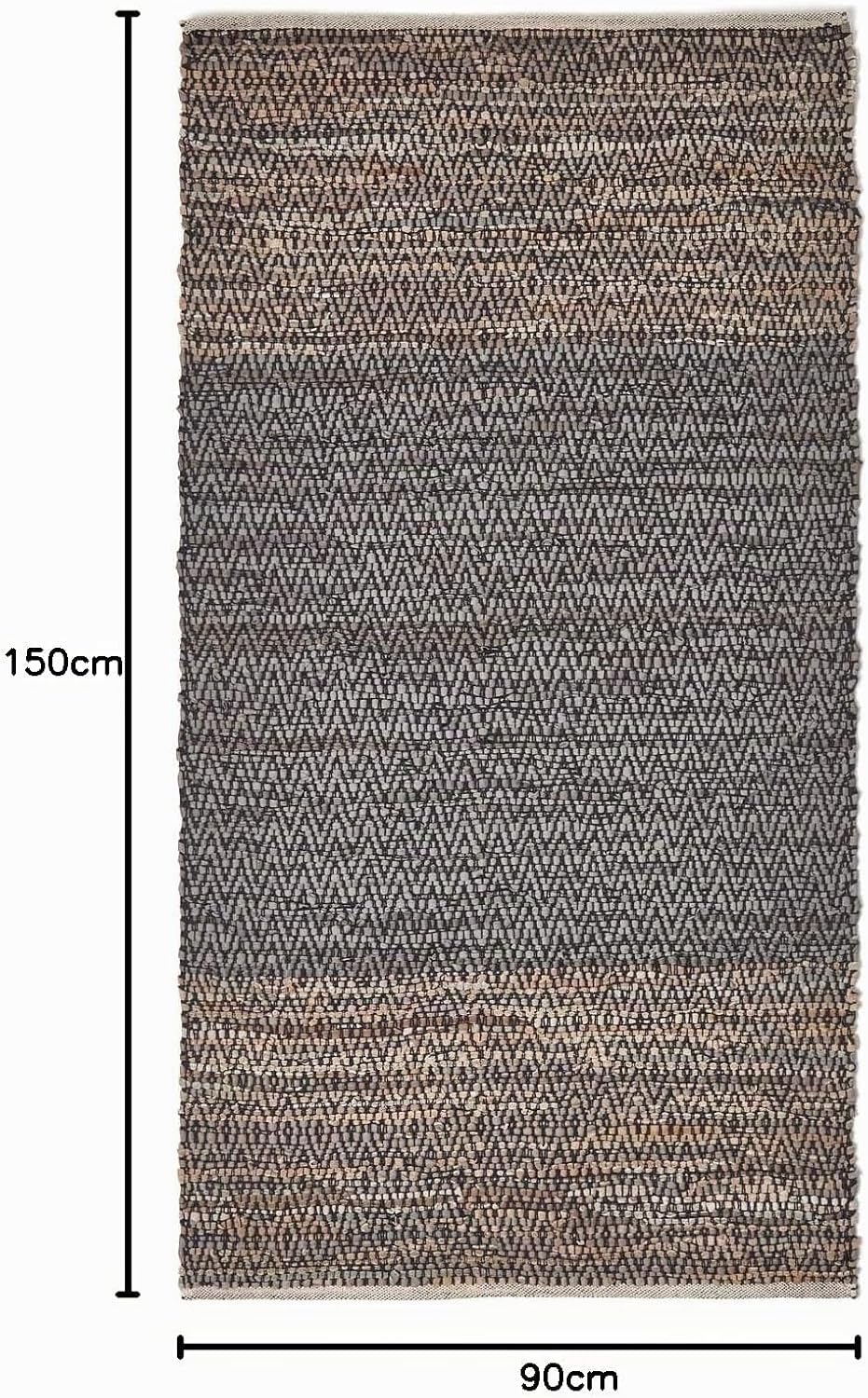 Homescapes Teppich/Bettvorleger aus 100% recyceltem Leder mit Chevron-inspiriertem Zickzack- und Rau