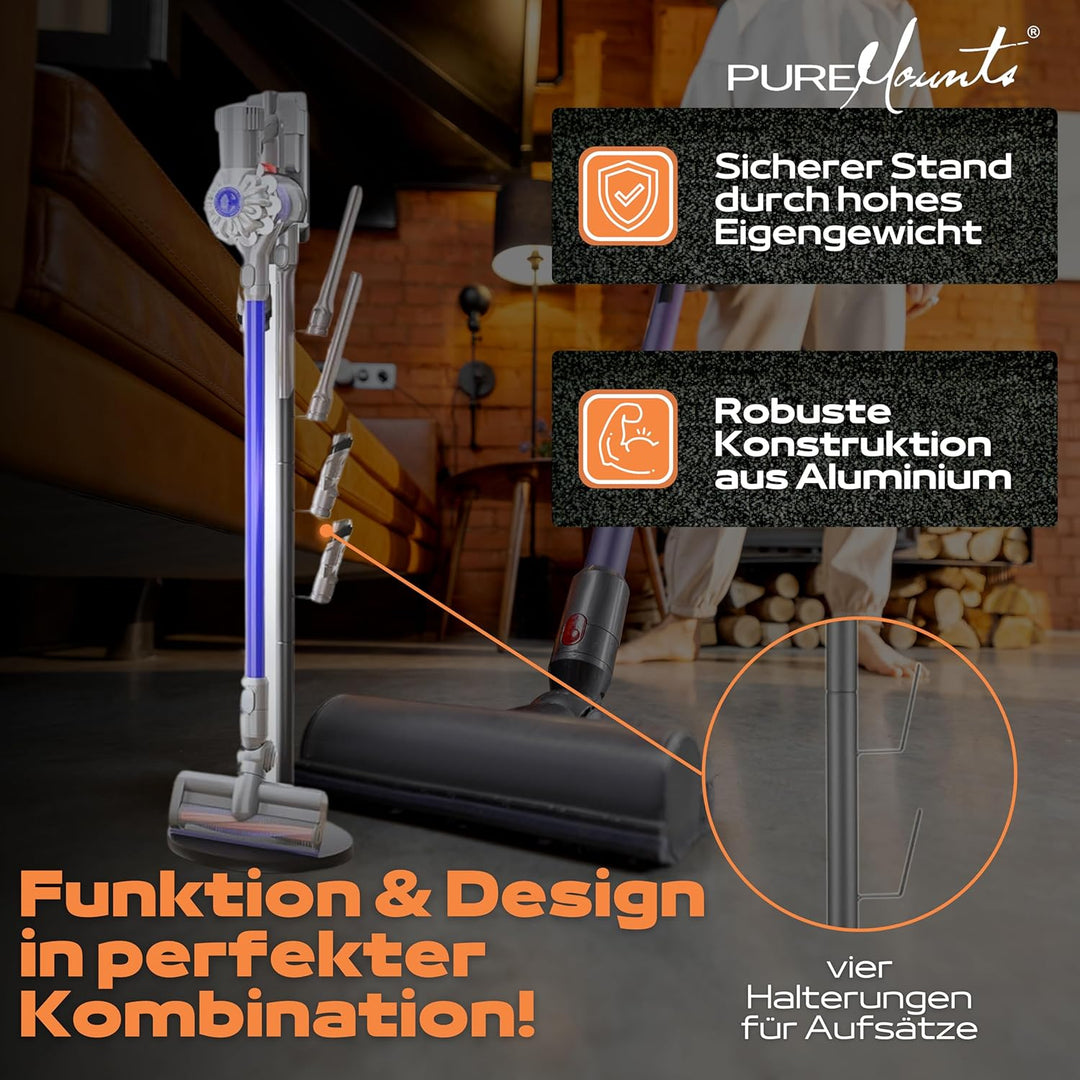 PureMounts Staubsauger Ständer Halterung universal kompatibel mit Dyson, Philips, Samsung, Bosch, Mi