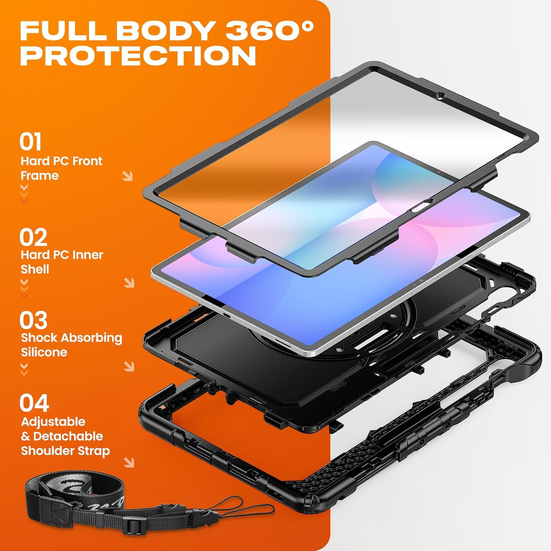 SEYMAC stock Hülle für Samsung Galaxy Tab S10 FE+ Plus 13,1 Zoll, Stossfeste Hülle mit Displayschutz