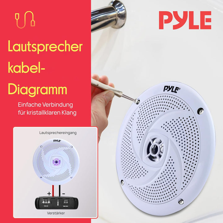 Pyle Outdoor Lautsprecher, Aussenlautsprecher Wasserfest, 100W- Marine Lautsprecher, Einbaulautsprec