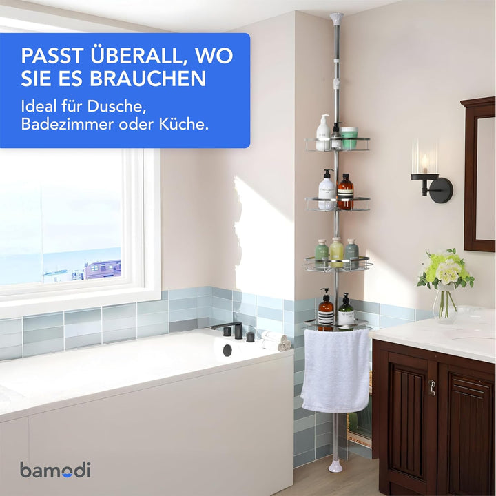 Bamodi Aluminium Regal Bad - Teleskop-Eckregal - Eckregale Dusche - Schwebende Aufbewahrungslösung R