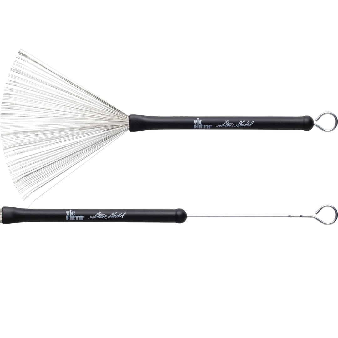 Vic Firth Signature Series Wire Brush - Steve Gadd - Retractable - Black Handle Wire Brush Single, W