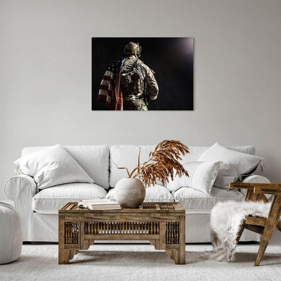 ARTTOR Bilder auf Leinwand Soldat Armee Leinwandbild mit Rahmen 70x50cm Wandbilder Dekoration Wohnzi