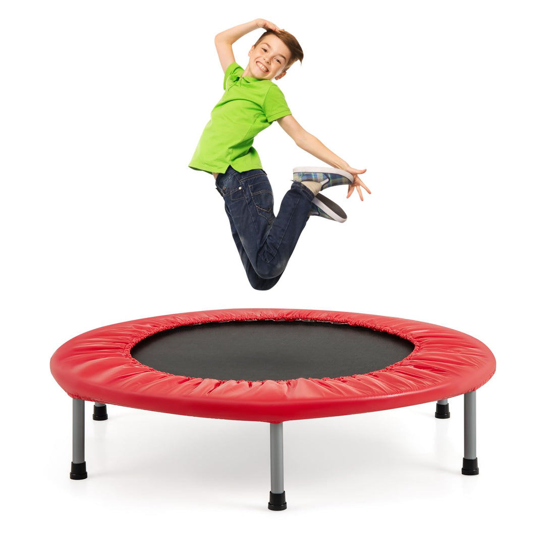 GOPLUS Trampolin Indoor, Ø97cm Fitnesstrampolin bis 150 kg belastbar, Kindertrampolin klappbar mit r
