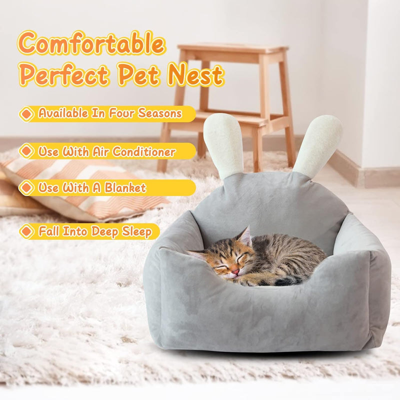 PETCUTE Katzenbett Hundebett Haustierbett für Katzen und kleine Hunde,Waschbar Kaninchen Design Haus