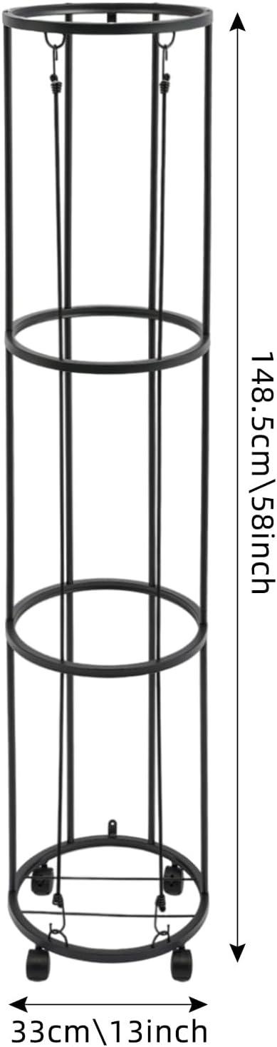 Ballregal 3-stöckig 148cm Schwarz Kohlenstoffstahl Sportballhalter