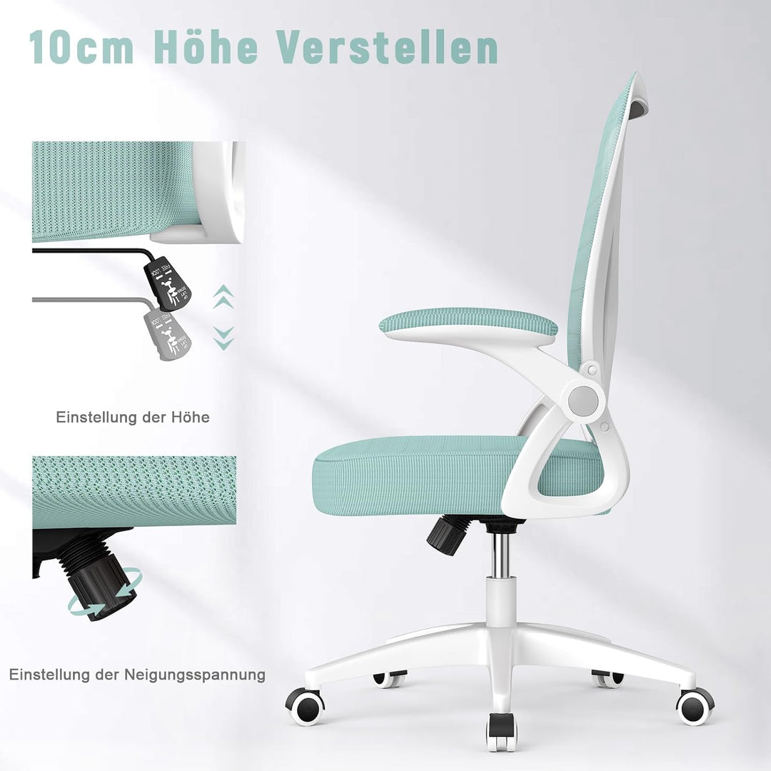 naspaluro Bürostuhl mit Verstellbaren Armlehnen, Ergonomischer Schreibtischstuhl mit Netzbespannung,