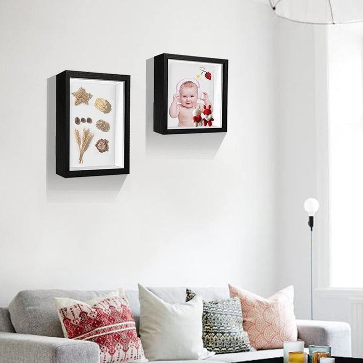 sunmeg 2Pcs 3D Bilderrahmen zum Befüllen 20 x 25cm Bilderrahmen Tief 3D Objektrahmen Hölzern bis 3cm