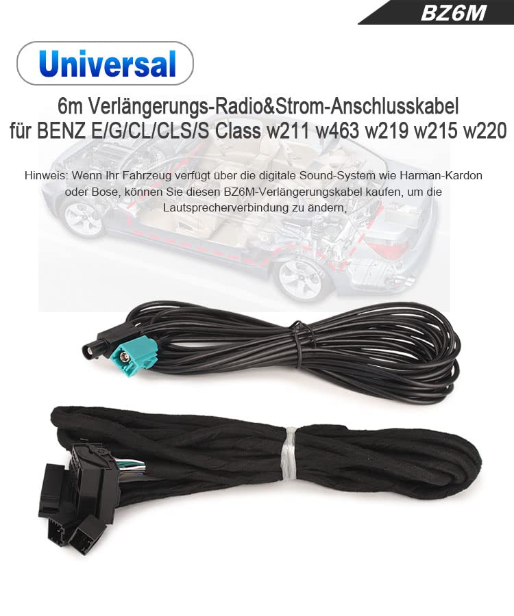 Erisin BZ6M Verlängerungskabel für Mercedes Benz W211 W463 W219 W215 W220 E/G/CL/CLS/S Klasse Autora