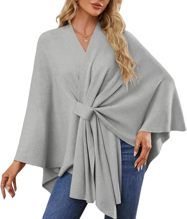 Damen Schal Wrap Poncho – offene Vorderseite, Cardigan, Schal, Wickelumhang, eleganter Schalumhang,