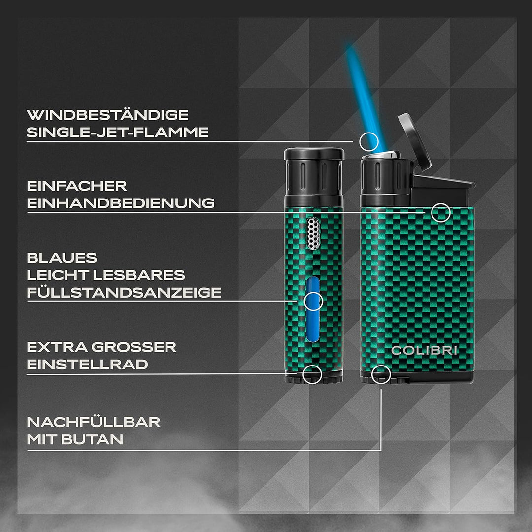 Colibri Evo Sturmfeuerzeug - Windbeständig - Extragrosse Einstellrad - Jet Feuerzeug Mit Einzel Jetf
