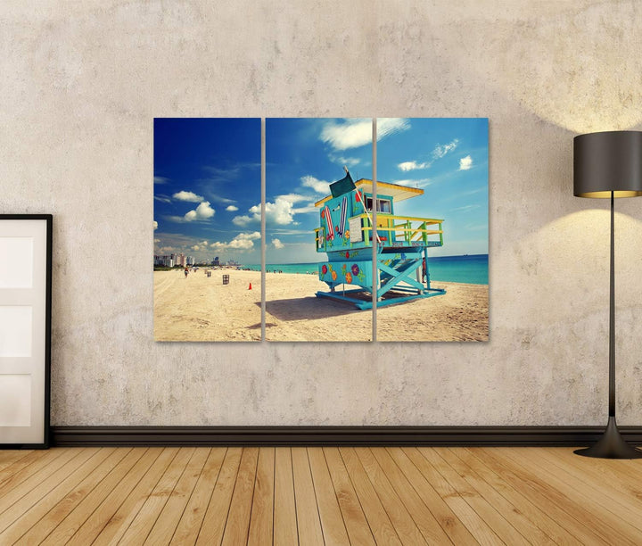 islandburner Bild auf Leinwand Südstrand In Miami Florida Bilder Wandbilder Poster Leinwand 130x80cm