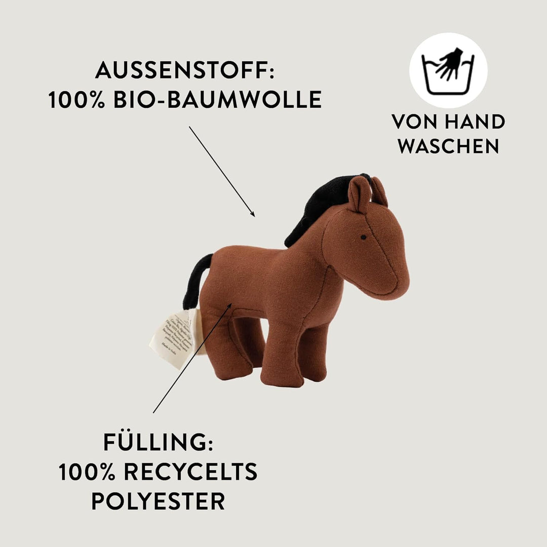 Fabelab Rassel Baby Pferd | Babyspielzeug 0-6 Monate | Baby Geschenk Junge & Mädchen | Knisterspielz