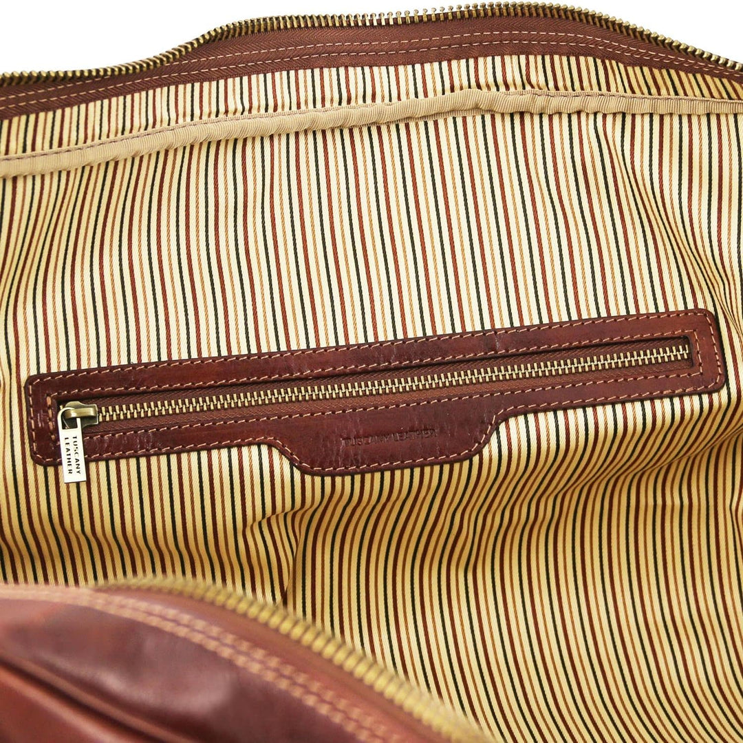 Tuscany Leather TL Voyager Weekender Reisetasche aus Leder - Gross Dunkelbraun, Dunkelbraun