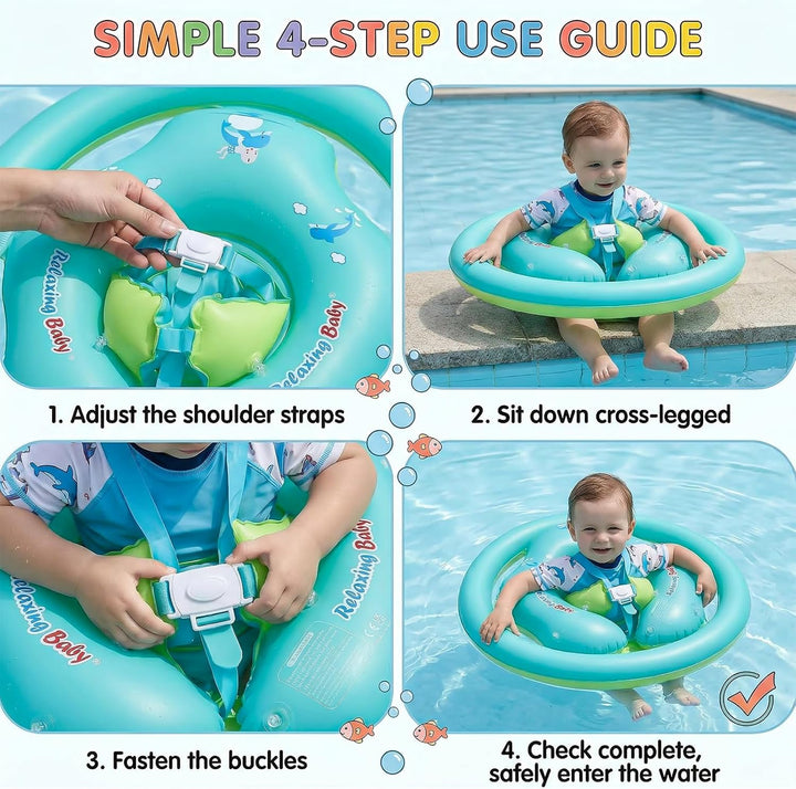 Schwimmring Baby mit Abnehmbarem Sonnendach 12 bis 36 Monaten(1-3 Jahr) Schwimmsitz Kinderbecken Bab