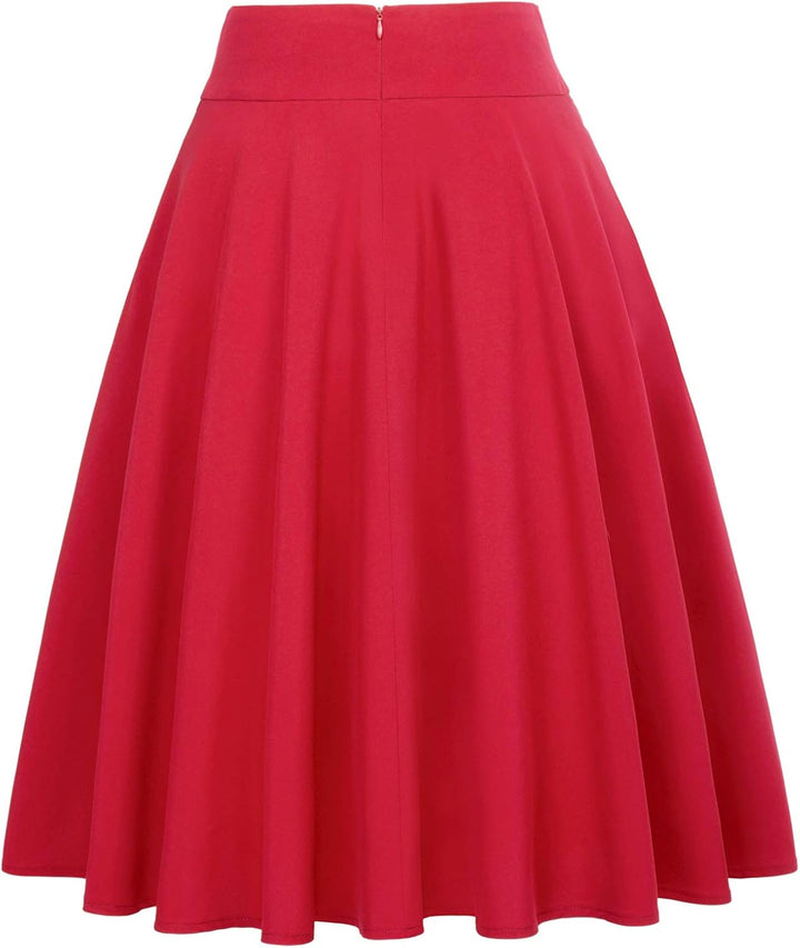 Belle Poque Damen Swing Rock 50s Retro Vintage Rockabilly Knielang Festliche Röck mit Gürtel Faltenr
