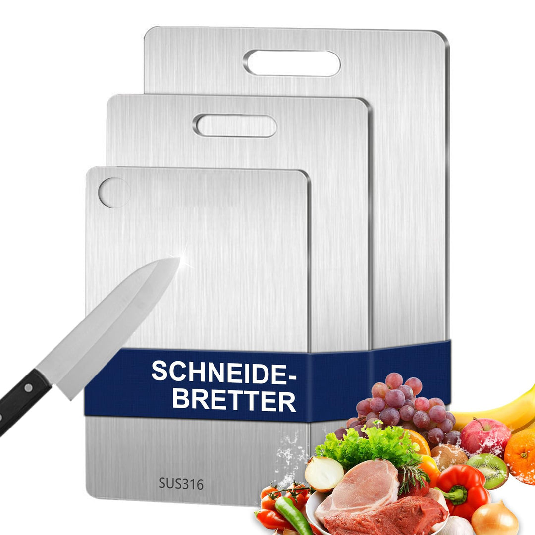 3 Stück Titan Schneidebrett, Edelstahl Titanium Cutting Board, BPA-freies Doppelseitiges Lebensmitte