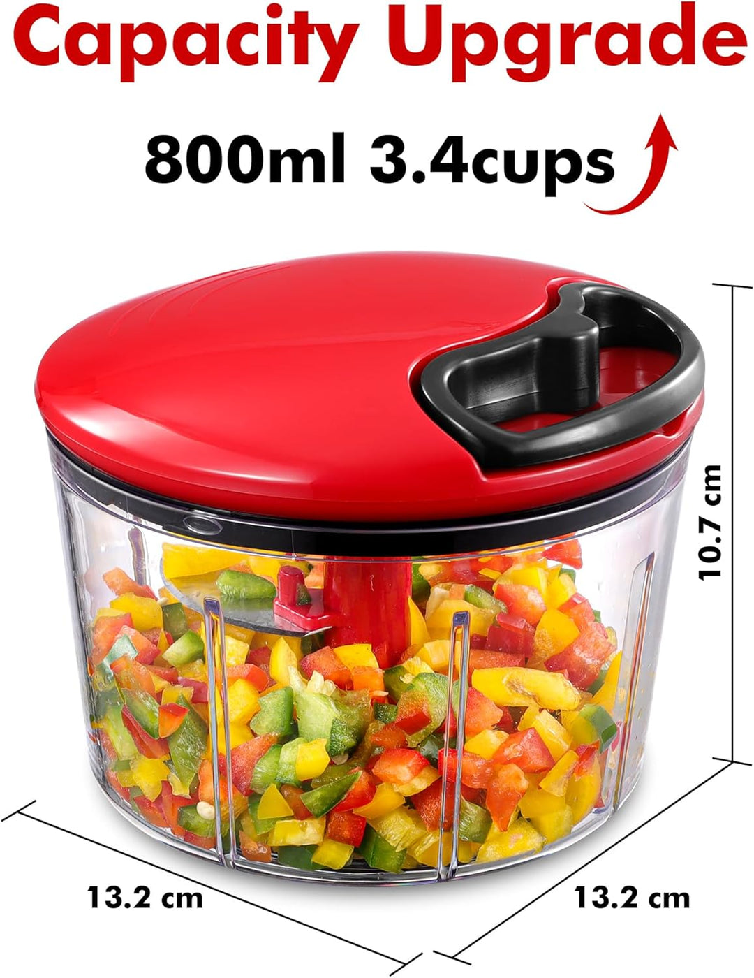 GDL Zwiebelschneider, 800ML Zwiebel Zerkleinerer mit Edelstahlklingen, Multizerkleinerer Gemüseschne