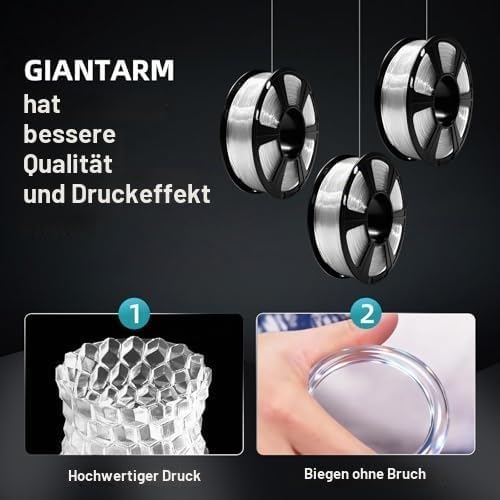 PLA Filament 1.75mm, GIANTARM 3D Drucker Filament PLA Schwarz 1kg Spool A-schwarz, A-schwarz