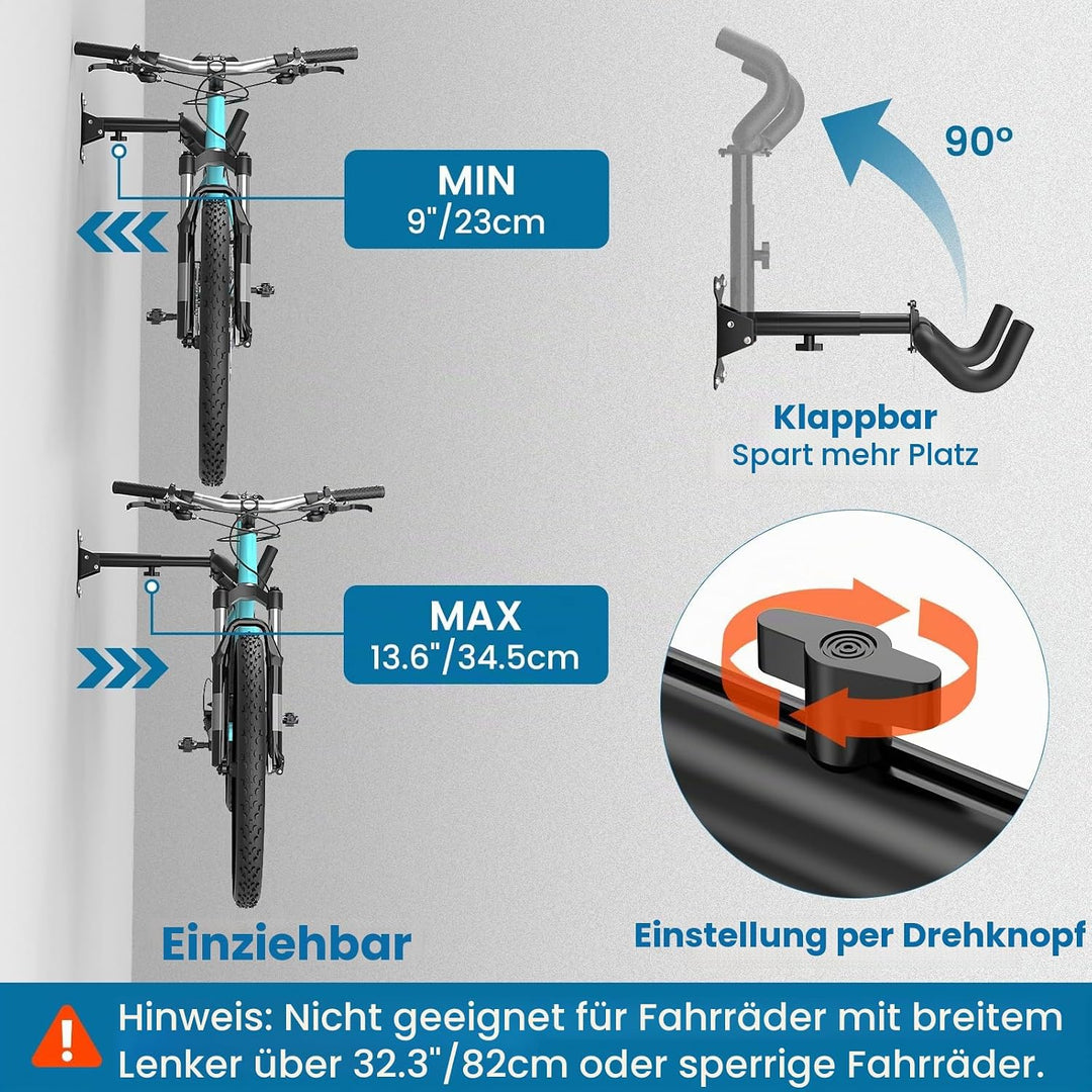 Housolution Fahrrad-Wandhalterung - EVA-Schaumstoff gepolstert, aus Carbonstahl, robust &amp; verstellba