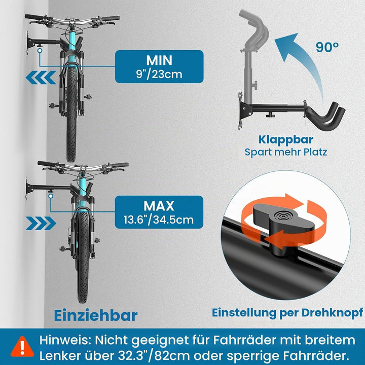 Housolution Fahrrad-Wandhalterung - EVA-Schaumstoff gepolstert, aus Carbonstahl, robust &amp; verstellba