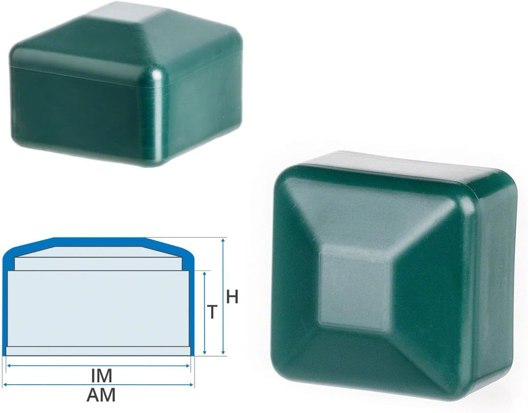EMFA Zaunpfahlkappe 70x70 mm 10 Stück Grün Pfostenkappe quadratisch Zaunpfostenkappen Zaunabdeckung