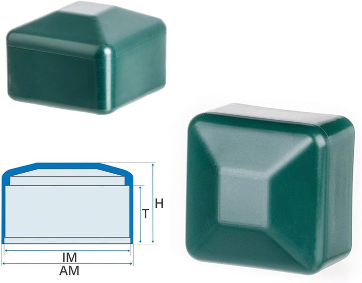 EMFA Zaunpfahlkappe 70x70 mm 10 Stück Grün Pfostenkappe quadratisch Zaunpfostenkappen Zaunabdeckung