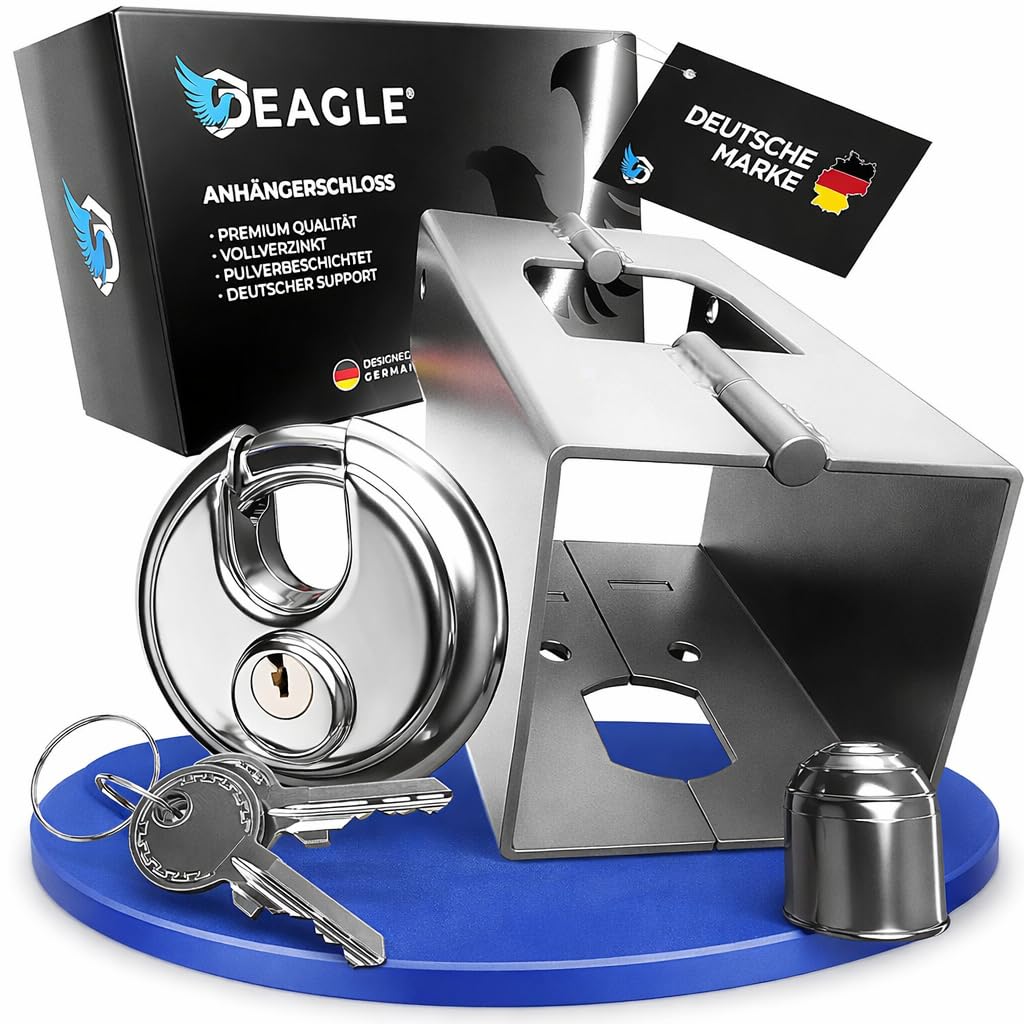 Deagle® Anhängerschloss + Rundschloss + Hochwertige Verzinkung u. Pulverbeschichtung + Optimaler Sch