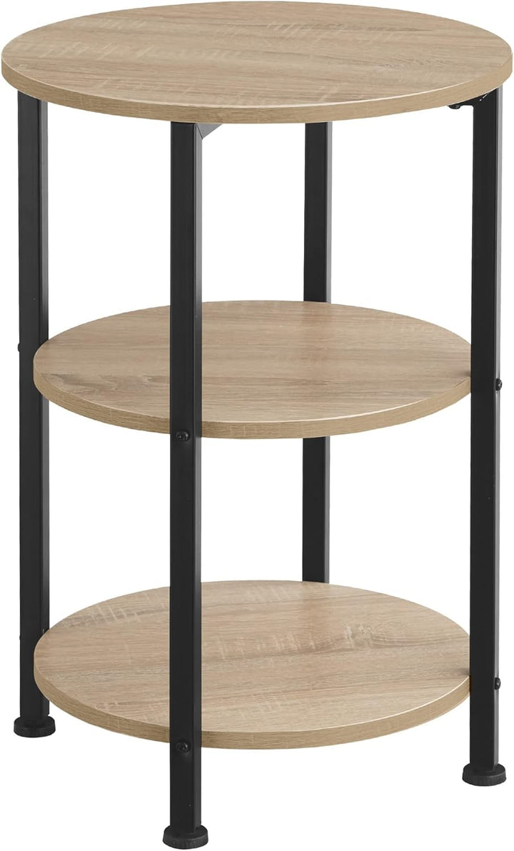 TecTake Beistelltisch rund aus Holz und Metall, Industrie-Design, Couchtisch mit 3 Ebenen, für Wohnz