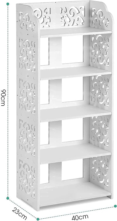 Greensen Schuhregal Weiss, Eckregal Schmal Badregal 5 Böden Standregal Klein Bücherregal Steckregal