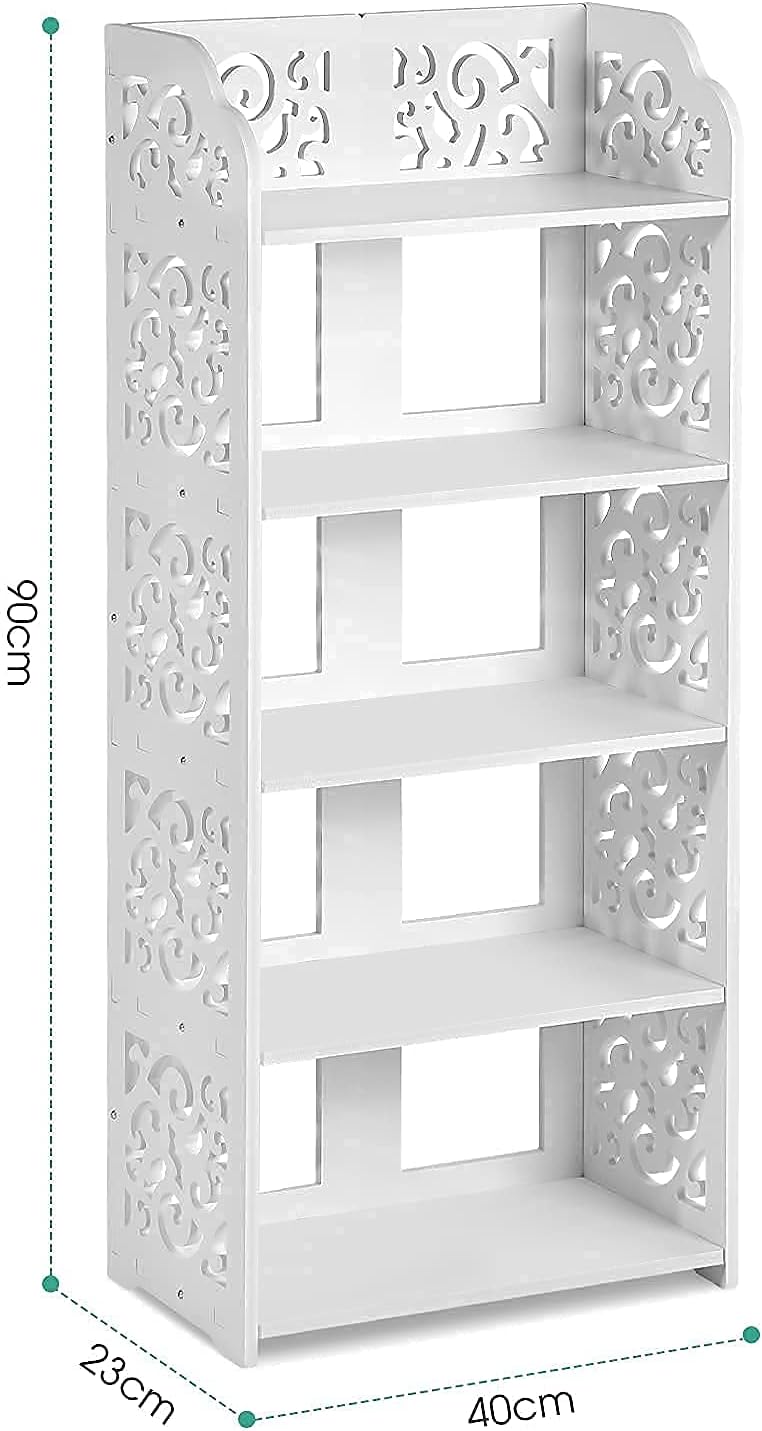 Greensen Schuhregal Weiss, Eckregal Schmal Badregal 5 Böden Standregal Klein Bücherregal Steckregal