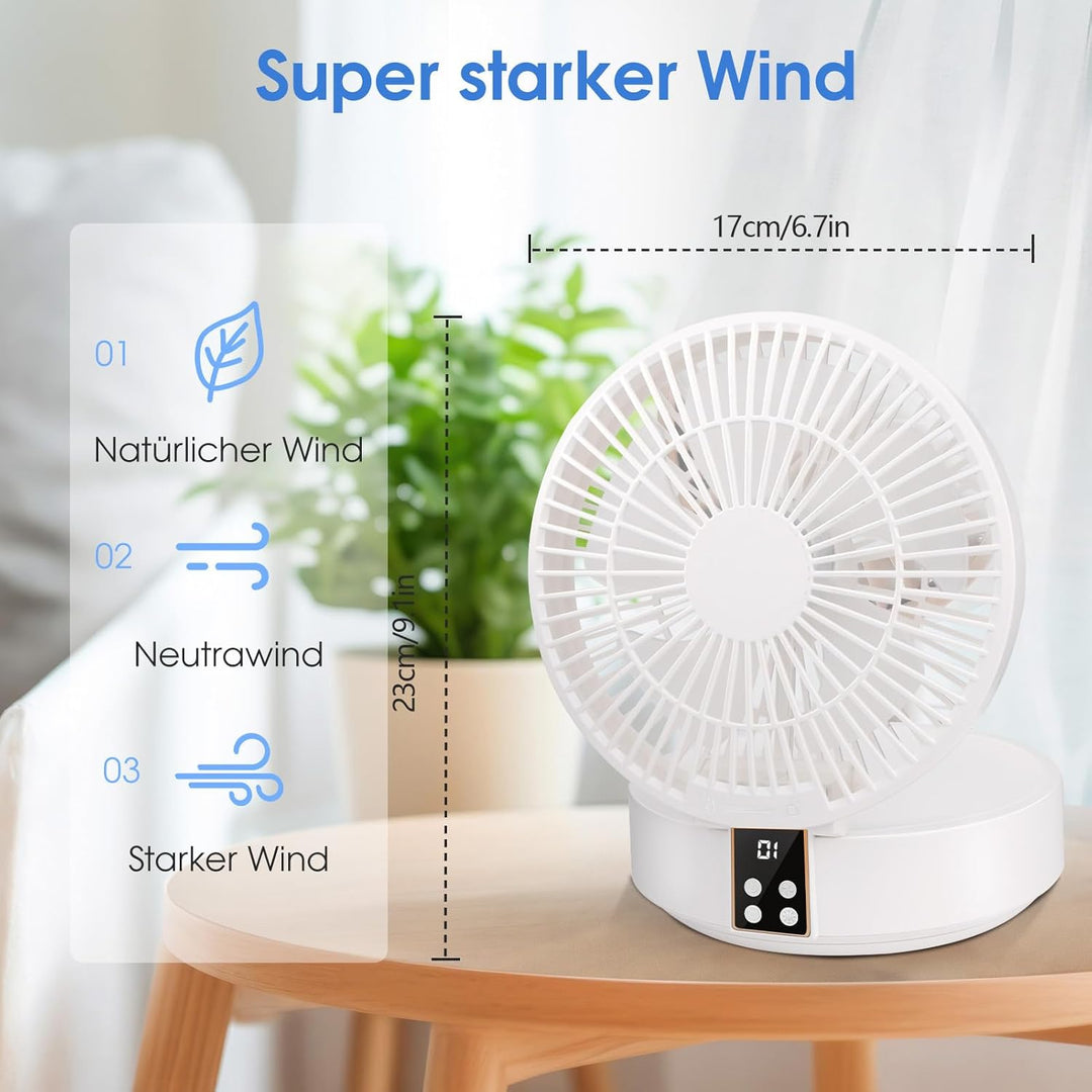 Ausbond Leiser kleiner Lüfter, USB Desktop Lüfter, leiser und starker Wind, tragbarer, mit LED-Licht