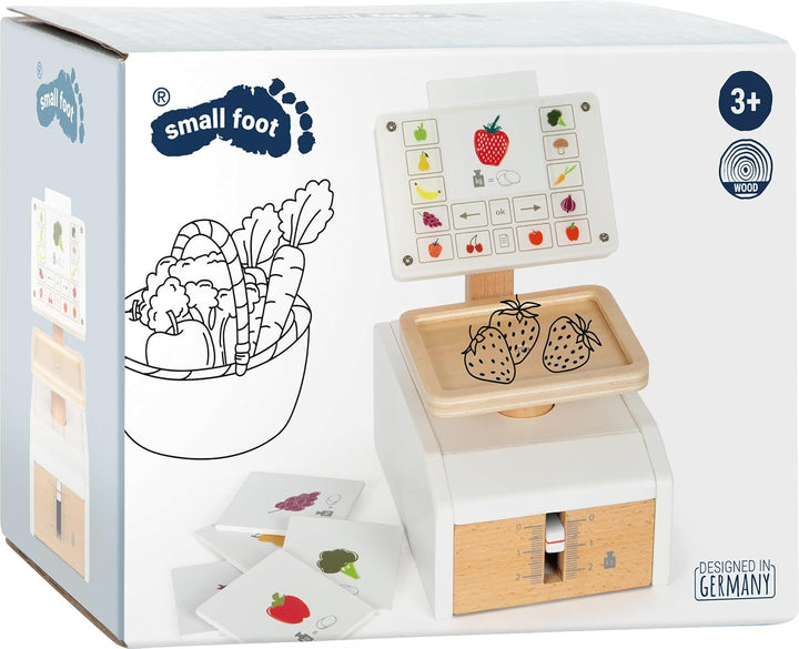 small foot Waage Fresh aus Holz, multifunktionales Zubehör für Kaufladen, Rollenspielzeug, ab 3 Jahr