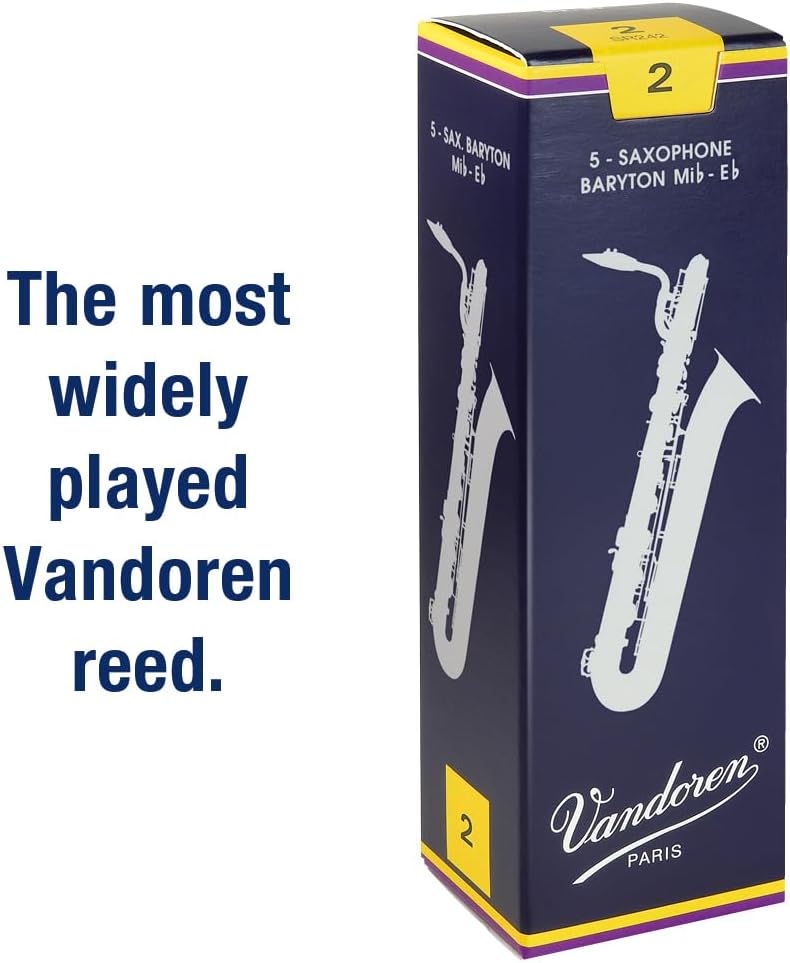 Vandoren SR242 Blätter für Bari-Saxophon, Stärke 2, 5 Stück Stärke, 2, Stärke, 2