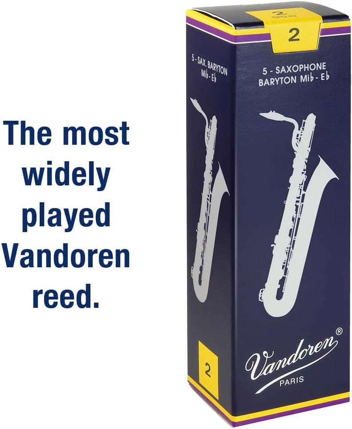 Vandoren SR242 Blätter für Bari-Saxophon, Stärke 2, 5 Stück Stärke, 2, Stärke, 2
