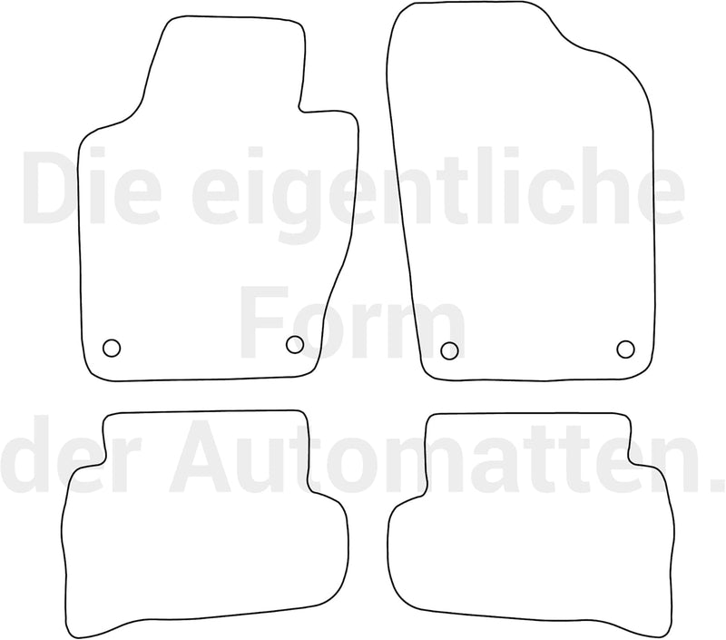 moto-MOLTICO Fussmatten Auto Velours Autoteppiche Schwarz Automatten Set 4-teilig passend für VW Pol