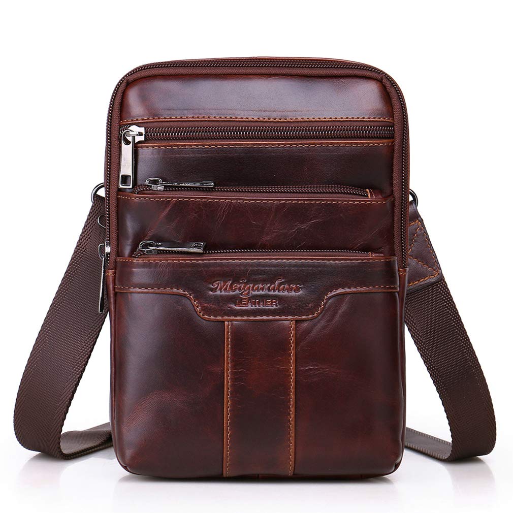 Umhängetasche aus Leder Schulter Crossbody Reisetasche für Herren Frauen 