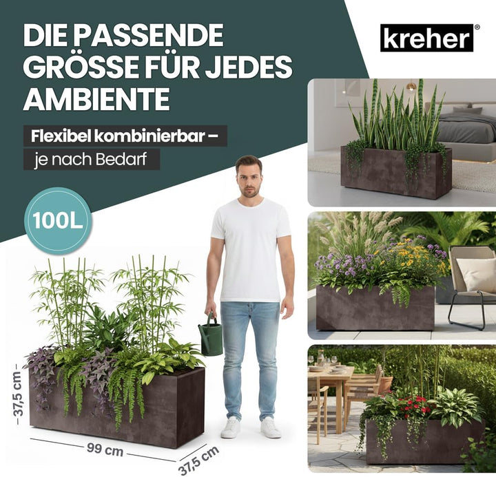 Kreher XL Pflanzkasten Millennium in verschiedenen Formaten und Farben. Tolle Naturstein Optik in Br