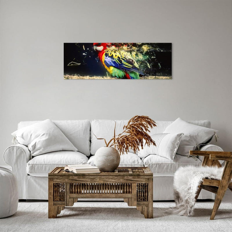 Panorama Bilder auf Leinwand Papagei Vogel Feder Leinwandbild 90x30cm Wandbilder Dekoration Wohnzimm