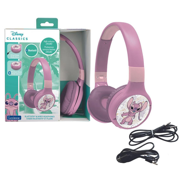 Lexibook, Disney Stitch, Angel 2-in-1 Bluetooth- und Kabelkopfhörer mit Mikrofon und Steuertasten, f