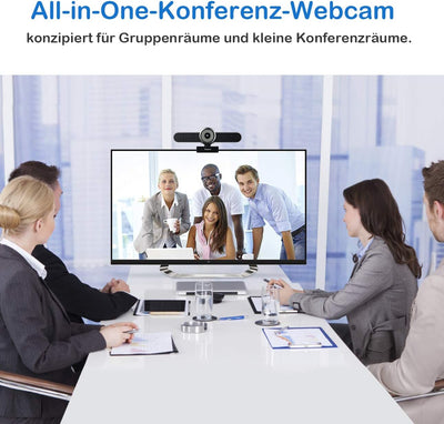 Tenveo Konferenz Webcam mit Mikrofon und Lautsprecher, 1080p HD Konferenzkamera 124-Grad Weitwinkel