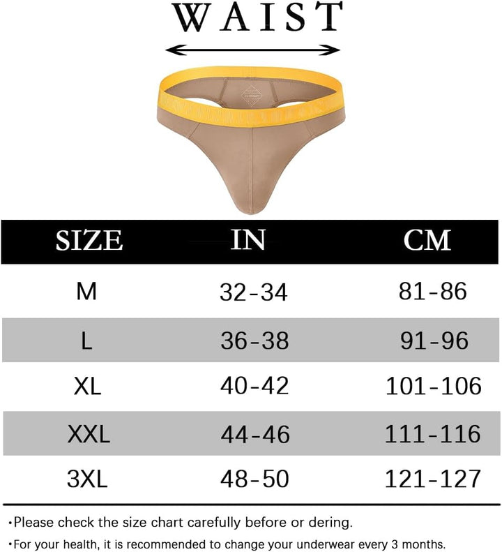 BIATWOWR Men's Thongs Underwears G Strings Mens Sexy Bulge Ball Pouch Slip Underwear Wide Band Male