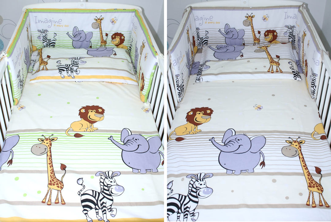 Baby Bettwäsche - Safari - Kinderbettwäsche Babybettwäsche mit Kissenbezug Baumwolle (Braun, 90 x 12