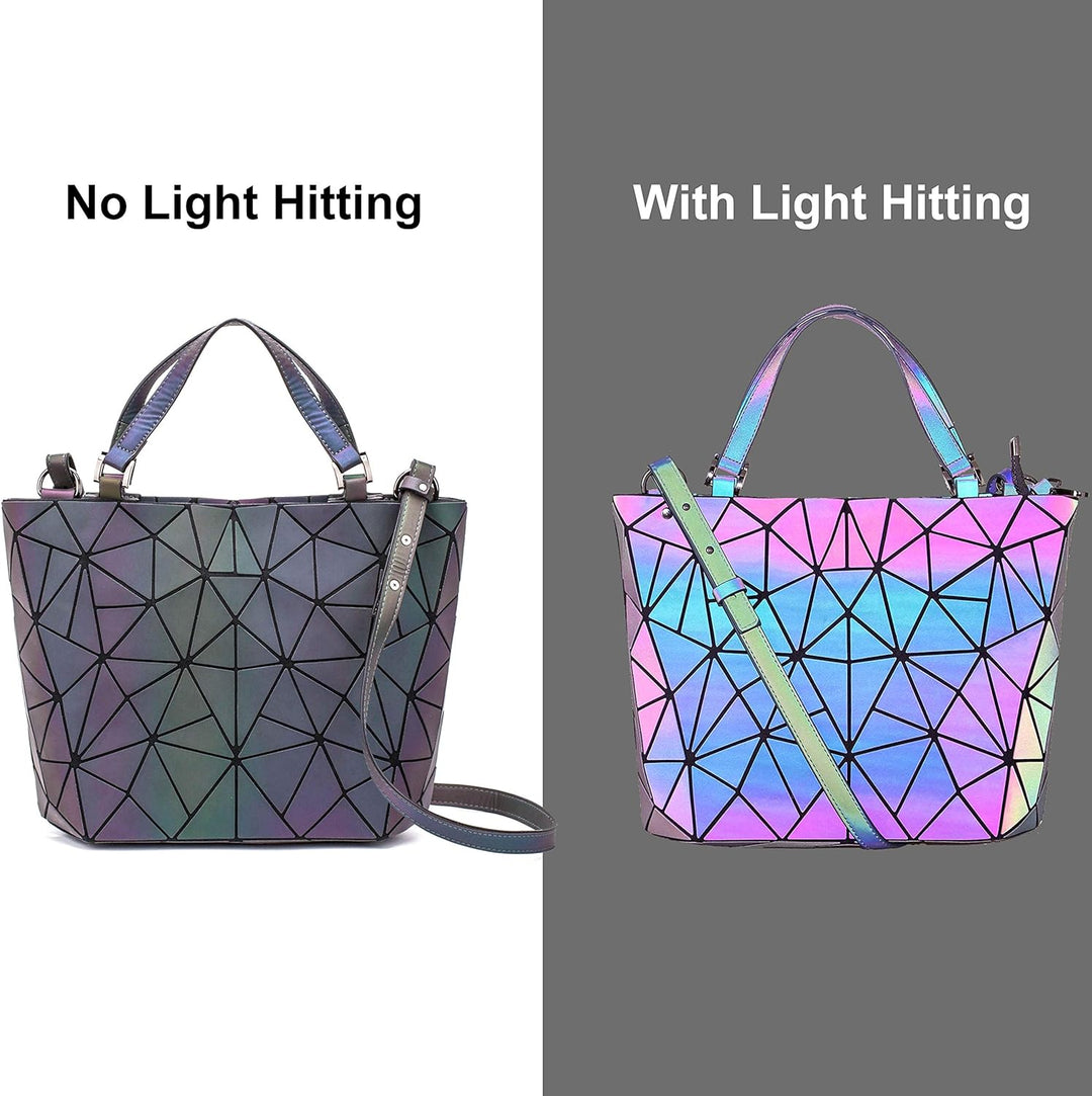 FZChenrry Geometrische Tasche Reflektierende Handtasche Damen Holographic Schultertasche Reflektiere