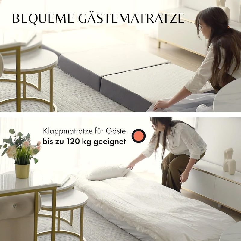 Premium Gästematratze - Moderne Gäste Klappmatratze inkl. Tragetasche mit Memory Schaumstoff, weiche