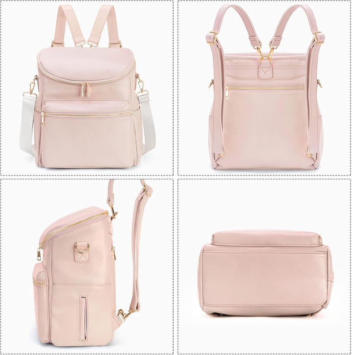 Minsong Diaper Bag Backpack, Fashion Leather Mommy Backpacks, Travel Baby Diaper Bags with in Bag Or